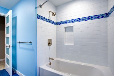 Corner Shower with Accent Tiles